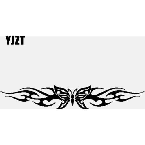 YJZT 18CM*3CM Butterfly Back Window Decal Car Sticker Graphic Tribal Flame Car Vinyl Black/Silver C24-0088