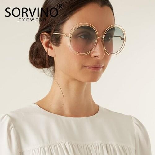 SORVINO Chic Oversized Crystal Round Sunglasses Women Brand Designer Retro Tint Bling Mirror Sun Glasses Multicolor Shades SVN16