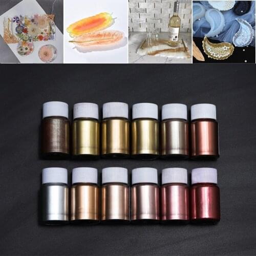 12 Colors/10g Metallic Glitter Marble Gold Silver Color Pigment Resin Dye Texture Pearl Powder UV Epoxy Resin for Jewelry Making