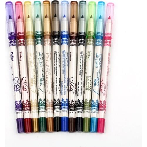 12 Colors Waterproof Eyeshadow Lip Eyeliner Pencil Eye Long-lasting Black Eye Liner Pencil Shadow Shimmer Pen Makeup Set