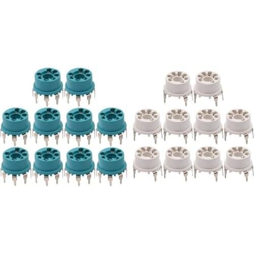 20 Pcs 7Pin Vacuum Tube Socket Valve Base For B & W 6J1 6Z4 6X4 12AE6 6AT6 6BK6 12AV6 6AQ6 6J5, 10Pcs Blue & 10Pcs White