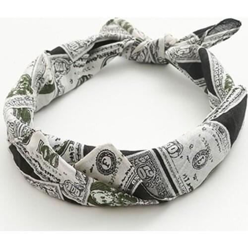 55x55cm Unisex Cotton Square Bandana 3D Dollar Bills Money Digital Print Multipurpose Handkerchief Headband Motorcycle Wristband