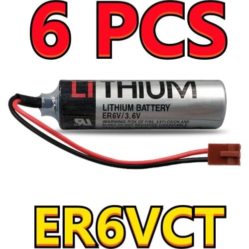 6PCS Original New For TOSHIBA ER6VCT 3.6V 2000mAh PLC Battery With Little Brown Plug