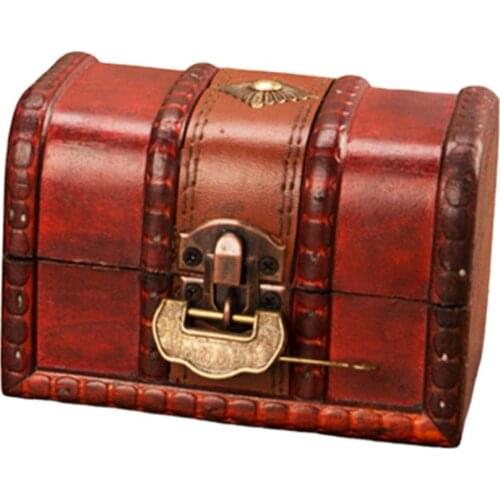 80% HOT SALES!!! Vintage Wood Jewelry Storage Box Treasure Chest Makeup Organizer Case with Lock