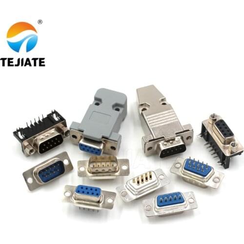 5pcs RS232 DB9 9 Pin Solder Connector DB9 Female Male Serial Port Plastic Potection Shell Cover For VGA Connectors