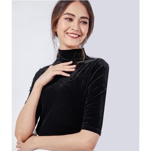 Brand fashion sexy office lady turtleneck velour t-shirts,S-6XL 7XL streetwear plus size half sleeve velour shirts black wine