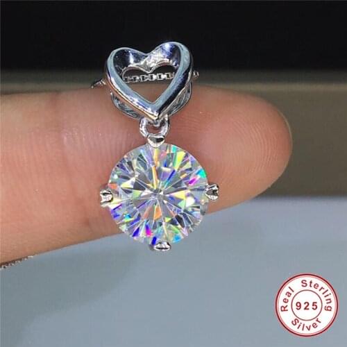 Geoki Luxury Passed Diamond Test Perfect Cut 3 Ct 9mm D Color VVS1 Moissanite Heart Pendant Necklace 925 Sterling Silver Chain