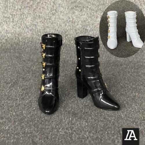 Black/White Color ZY1023 1/6 Scale Female Figure Accessory Fashion High-top Womens Shoes Hollow Boots Model for 12 inches Body