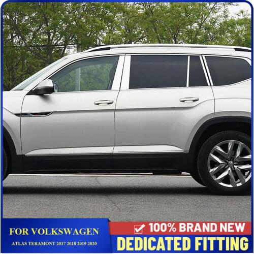 For Volkswagen Atlas Teramont 2017 2018 2019 2020 Car Side Door Window Center Pillar Trims Cover Frame 12Pcs/Set