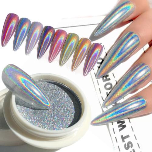 Holographic Nail Powder Laser Glitter Chrome Pigment Rub Dust Mirror Design Nail Polish Decor Nail Art Accessories SALF01-07