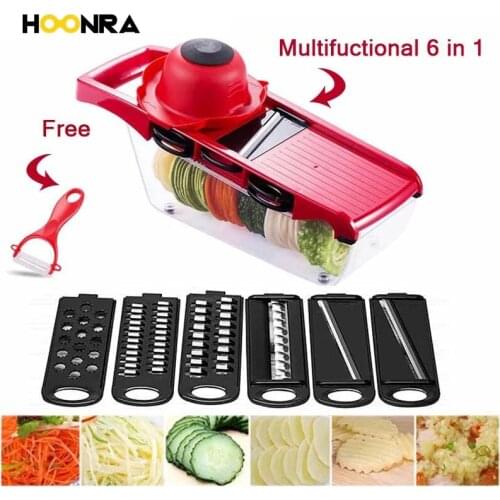 HOONRA 6 Blade Vegetable Cutter Mandoline Slicer Fruit Peeler Dicer Cutter Vegetable Grater Cattor Potato Cutter Kitchen Tools