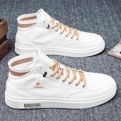Men Shoes High Top Mens 2021 Spring Board Sports Mens Leather White Tenis Masculino Zapatillas Hombre