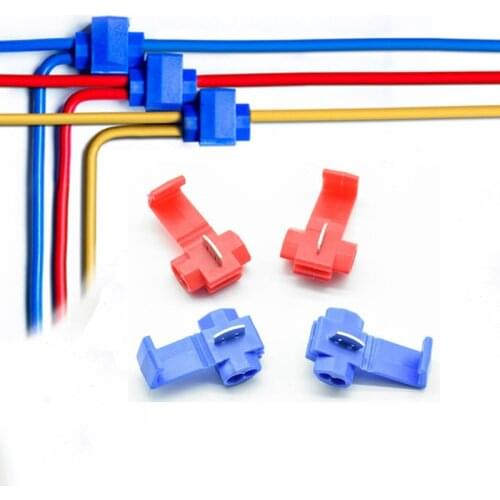 20pcs/10pcs 2 Pin T Shape Wire Cable Connectors Terminals Crimp Scotch Lock Quick Splice Electrical Car Audio Kit Tool red blue