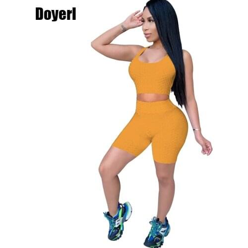 Jogger Two Piece Sets for Women Shorts and Top Set Summer Biker Shorts Tracksuit Women Casual Sport Set Gym Fitness Workout Suit