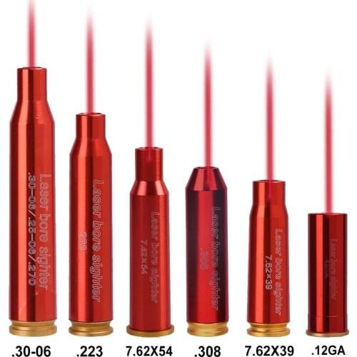 Red Dot Laser Bore Sight 12GA .223/5.56/308/243/7.62/30-06 Cartridge Boresight Brass Laser Bore Sighter Tactical Gun Accessories