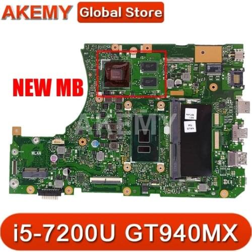 Akemy X556UV Laptop Motherboard for ASUS X556UQK X556UB X556UQ X556UJ X556UF X556U original MainBoard 8GB-RAM I5-7200U GT940MX