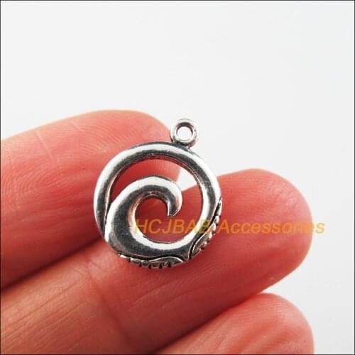 Fashion 20Pcs Tibetan Silver Color Round Flower Yoga Charms Pendants 14x17mm