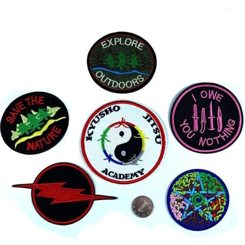 New Arrival Fashion Circular Lightning Pentagram Small Tree Forest Adhesive Embroidery Cloth Stickers Children Patch Stickers