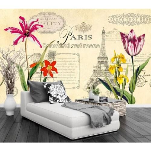 Custom retro wallpaper, Modern minimalist pastoral style drawing flowers murals for the living room bedroom TV wall wallpaper