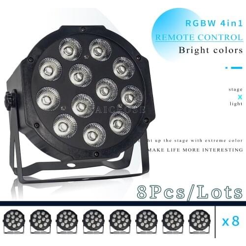 8Pcs/Lots Remote Control 12x12w RGBWA UV 6in1 Led Lamp Beads Led Par Lights RGBW 4in1 DMX512 Disco Professional Stage Lighting