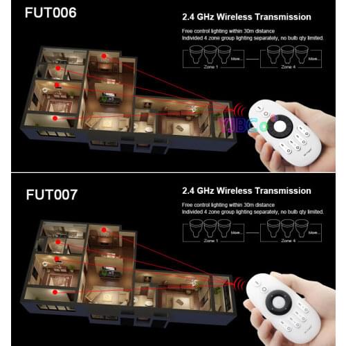 2.4G 4 Zone Color temperature Controller Rotating Wheel Remote 3V dimmer Switch work for Mi-light Miboxer CCT Series products