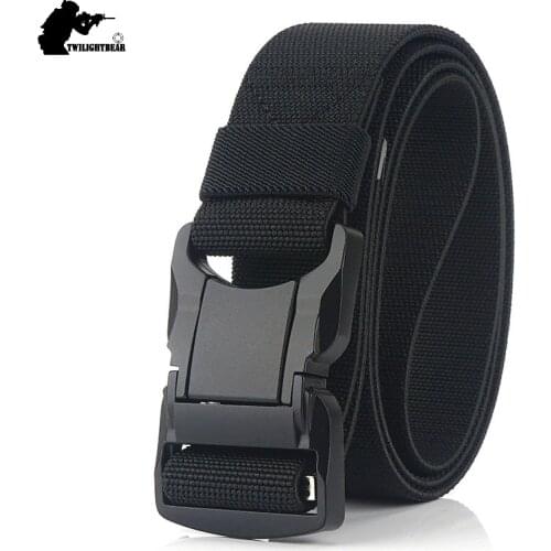 2019 New Elastic Tactical Belt 3.8cm Men Women Solid Alloy Buckle Quick Unlock Army Training Belt Brand Casual Belt Aj202