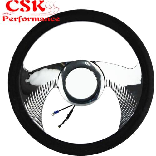14" 9-Bolt Aluminum Half Wrap Steering Wheel+Horn Button & Adapter For G M CHEVY