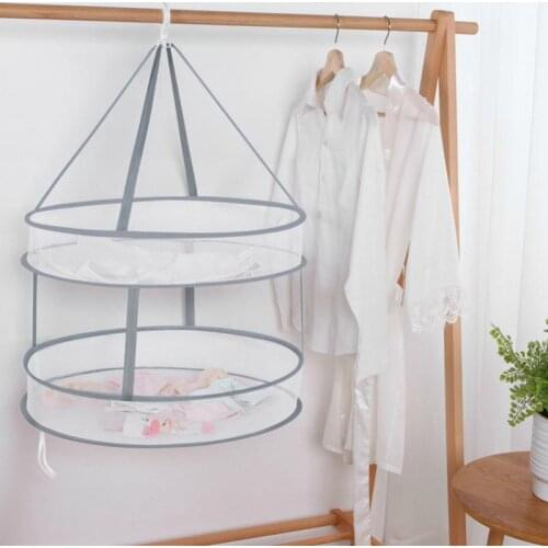 Folding Clothes Basket Drying Socks Clothes Household Clothes Net Sweater Drying Basket Net Bag Folding Flat Clothes Net Pocket