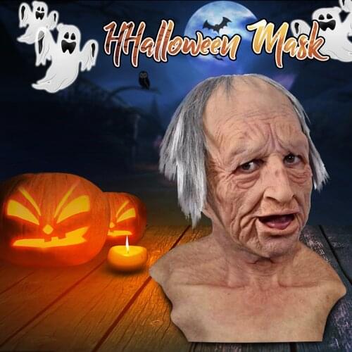 Old Man Scary Mask Cosplay Scary Full Head Latex Mask Halloween Horror Cosplay Party Masquerade Party Halloween Headgear
