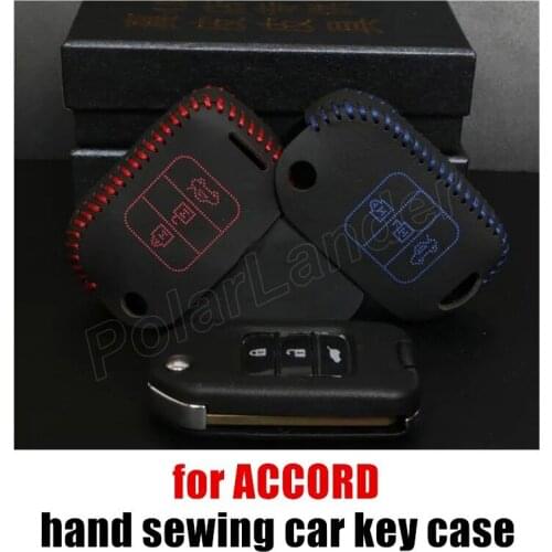 Only Red Car Key Cover Hand Sewing car Key Case fit for HONDA 14 CRIDER JADE 9 ACCORD Genuine Leather fashionable