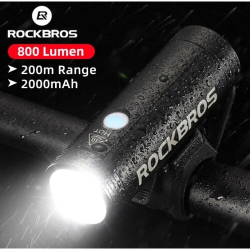 ROCKBROS Bike Front Light Rainproof USB Rechargeable Bicycle Light 400LM Cycling Headlight LED 2000mAh Flashlight MTB Bike Lamp