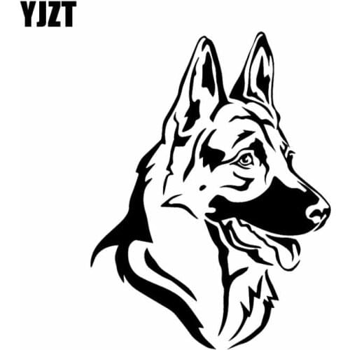 YJZT 12.3X16.2CM Cartoon Vinyl Decal German Shepherd Dog Pet Head Animal Car Stickers Decor Black/Silver C24-1332