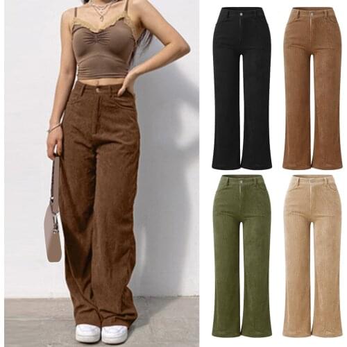 Ladies Corduroy Mopping Drape Pants Solid Color Street Wide-leg Casual Trousers High Quality Daily Fashion Pants Free Shipping