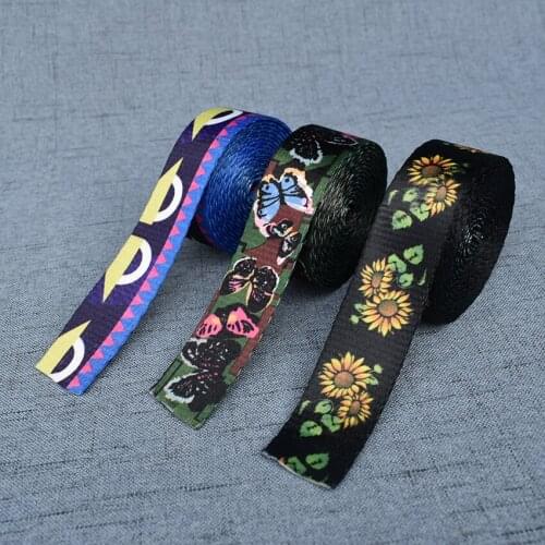 1 Yards Width 25mm Butterfly Printed Webbing Ribbon Bag Strap Tape Dog Pet Collar Leash Harness Decoration Belt Garment DIY