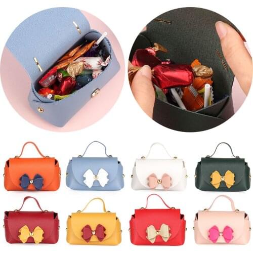 1 pcs Creative Colorful Leather Portable Bag Bowknot Candy Bag Candy Gift Box Coin Purse Jewelry Packaging Wedding Gift Bag