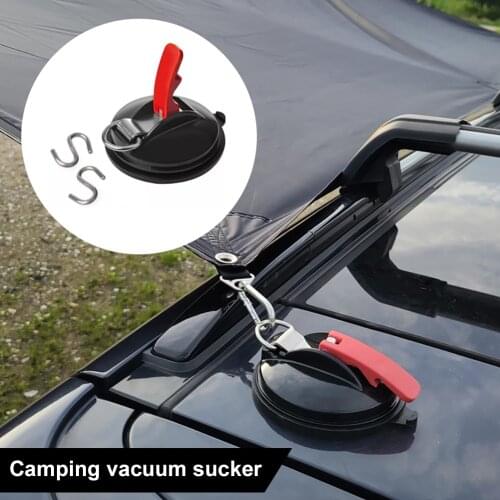 2/1pcs Suction Cup Anchor with S-Hooks Camping Tarp Car Side Awning Securing Hook Mount Luggage Tents Anchor Car Truck accessor