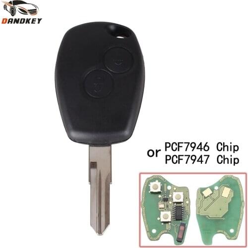 Dandkey 433Mhz 2 Buttons Car Remote Key Suit For Renault Megane Modus Clio Kangoo Logan Sandero PCF7946/PCF7947 With ID46 Chip