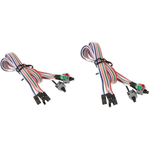 2 Pack 3 in 1 PC Desktop Case ATX Reset Off/On Switch Cable HDD Power LED Light Cord