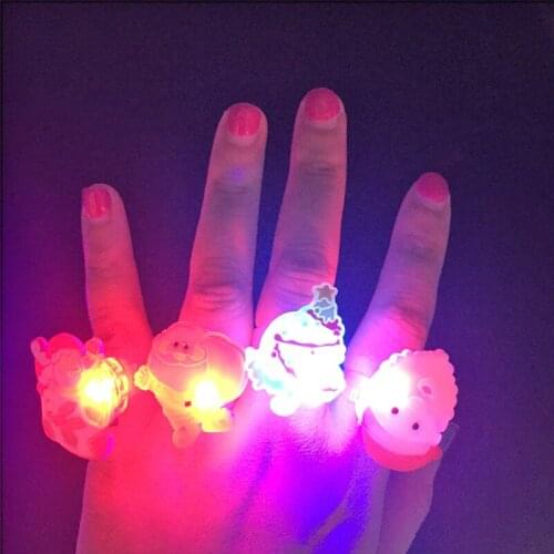 36pcs/lot factory Cartoon LED Flashing Light Up Glowing Finger Ring Electronic Christmas Baby Fun Toys Gifts for Children