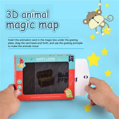 3D Animation Box Moving Cards Raster Puzzles Animal Cognition Picture Infant Kid Early Education Toys Baby Montessori Toy