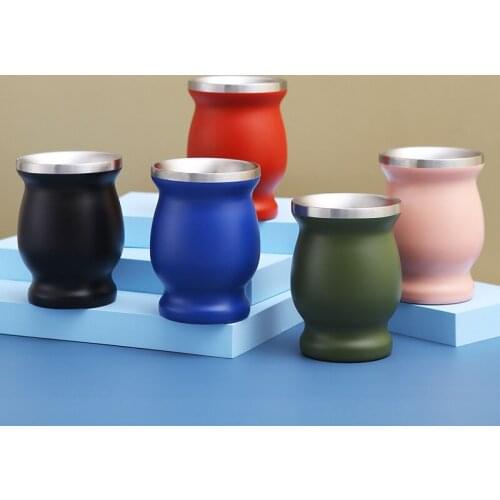 8oz Stainless Steel Wholesale Double Walled Vacuum Insulated Travel Coffee Tumbler Gourd Big Belly Cup