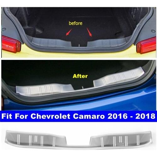 Auto Accessory Accessories Rear Bumper Protect Door Sill Plate Cover Trim Fit For Chevrolet Camaro 2016 - 2018 Stainless Steel