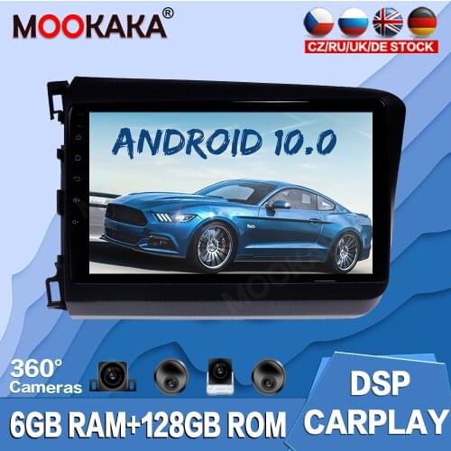 128GB Android 10.0 DSP Car Radio GPS Navigation For Honda Civic 2011-2015 Multimedia Player Auto Stereo Tape Recorder Head Unit