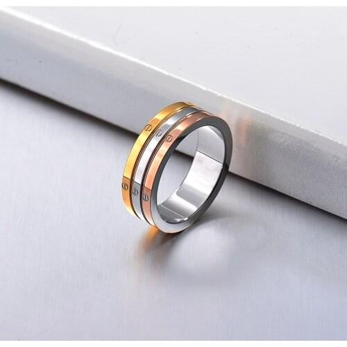 BAOYAN Korean Version of Simple Three Color Ring Neutral Circle Rings Fashion Jewelry Unisex