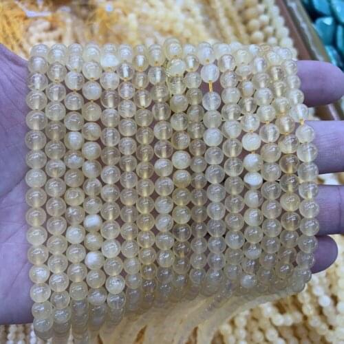 Yellow calcite / selenite stone beads natural stone beads DIY loose beads for jewelry making strand 15" wholesale