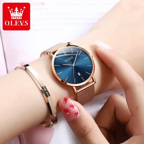 OLEVS New Rose Gold White Women Watch Casual Quartz Watches Ladies Top Brand Female Wrist Watch Girl Clock