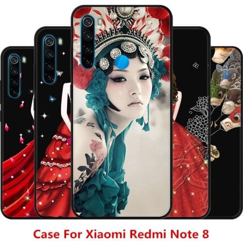 Cartoon Red Dress Girl Case For Xiaomi Redmi Note 8,TPU Painted Mobile Phone Shell Lovely Color Painting Case.18 Colors