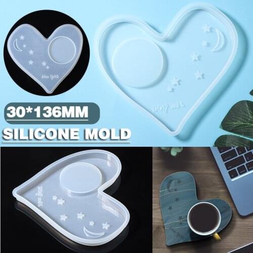 DIY Resin Epoxy Mold Heart Shaped Star Candle Holder Coaster Silicone Mold for DIY Jewelry Craft Supplies