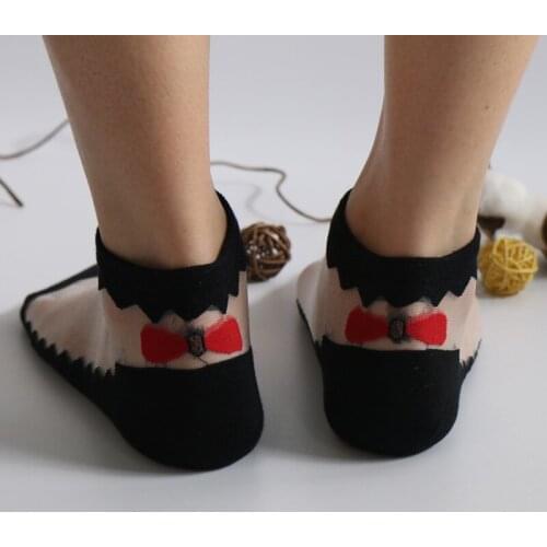 DONGAI 5 Pairs Fashion Cute Bow Short Socks Women Harajuku Ankle Sock Summer Crystal Lace Bowknot Sheer Sox Female Hot Sale