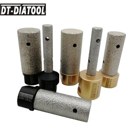 DT-DIATOOL 1pc Dia 10/20/25mm Vacuum Brazed Diamond Finger Bits With 5/8-11 or M14 Thread Milling Bits For Tile Stone Countertop